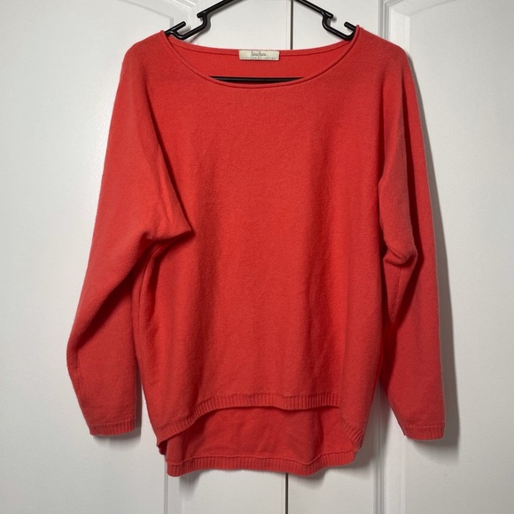 Neiman Marcus Neon Orange 100% Cashmere Long Sleeves High Low Sweater - Picture 7 of 12